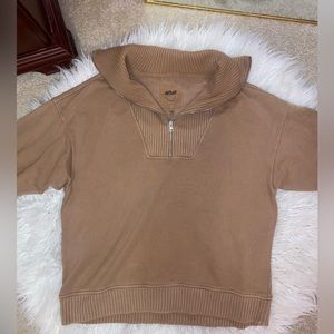 Aerie CozyUp Waffle Quarter Zip Sweater